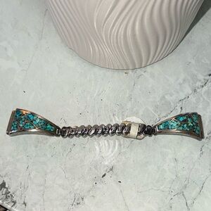 Vintage Navajo Silver with turquoise Inlay Watchband